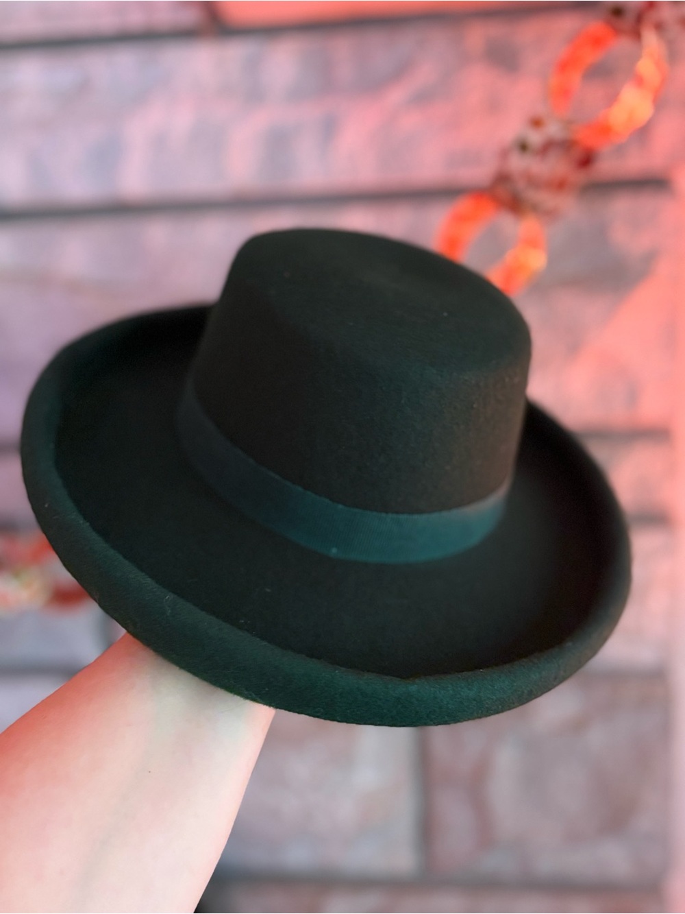 Vintage 100% Wool Dark Green Bowler Hat by Amanda Smith Made in Italy